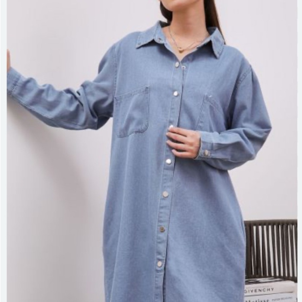 Denim Button-Up Shirt Dress